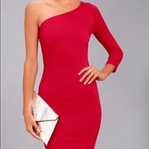 Lulus One Shoulder Sexy Christmas Dress.